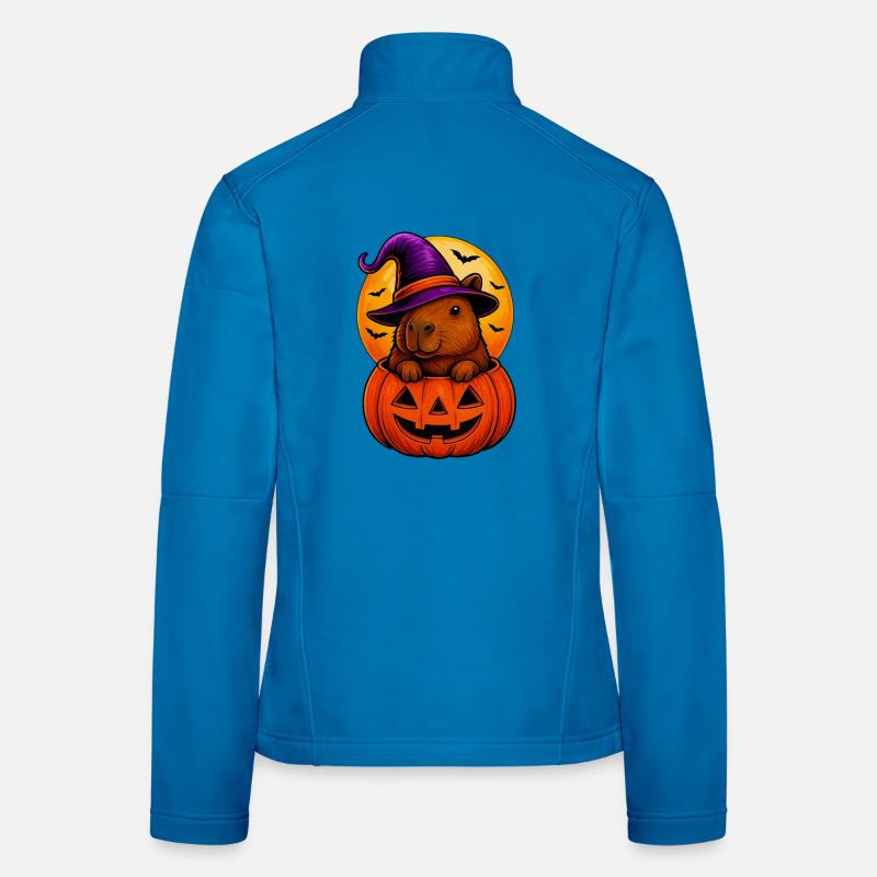 Cute Capybara in Halloween Pumpkin Women's Softshell Jacket