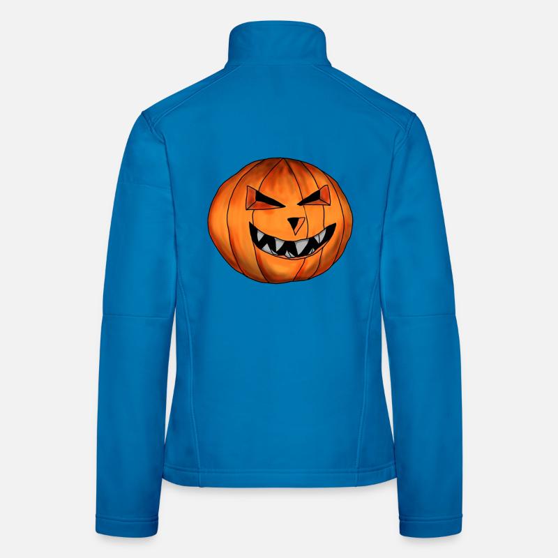 Creepy pumpkin head with evil grin - Women's Softshell Jacket - light blue