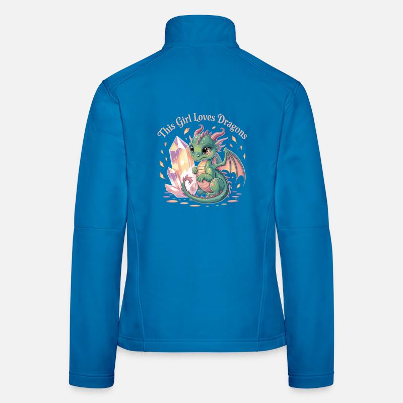 Mädchenliebe zu Drachen mit Kristall Frauen Softshelljacke