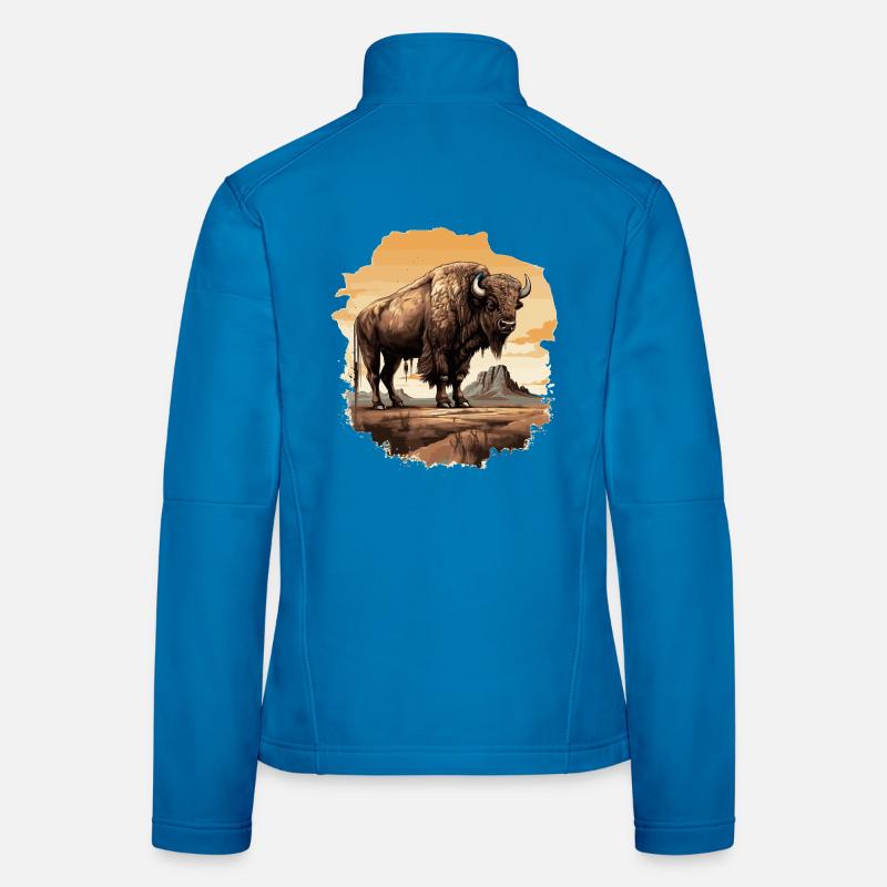 Bison majestueux de style western Veste en tissu softshell Femme