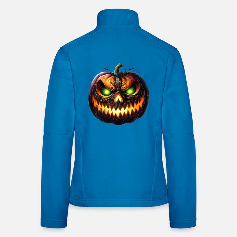 Neon Ember Pumpkin Face Women's Softshell Jacket