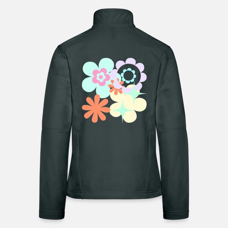 Blüten-Pop Retro Muster Frauen Softshelljacke