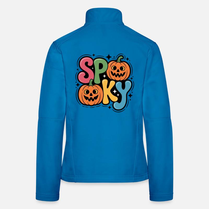 Lettrage pop citrouille effrayant Veste en tissu softshell Femme