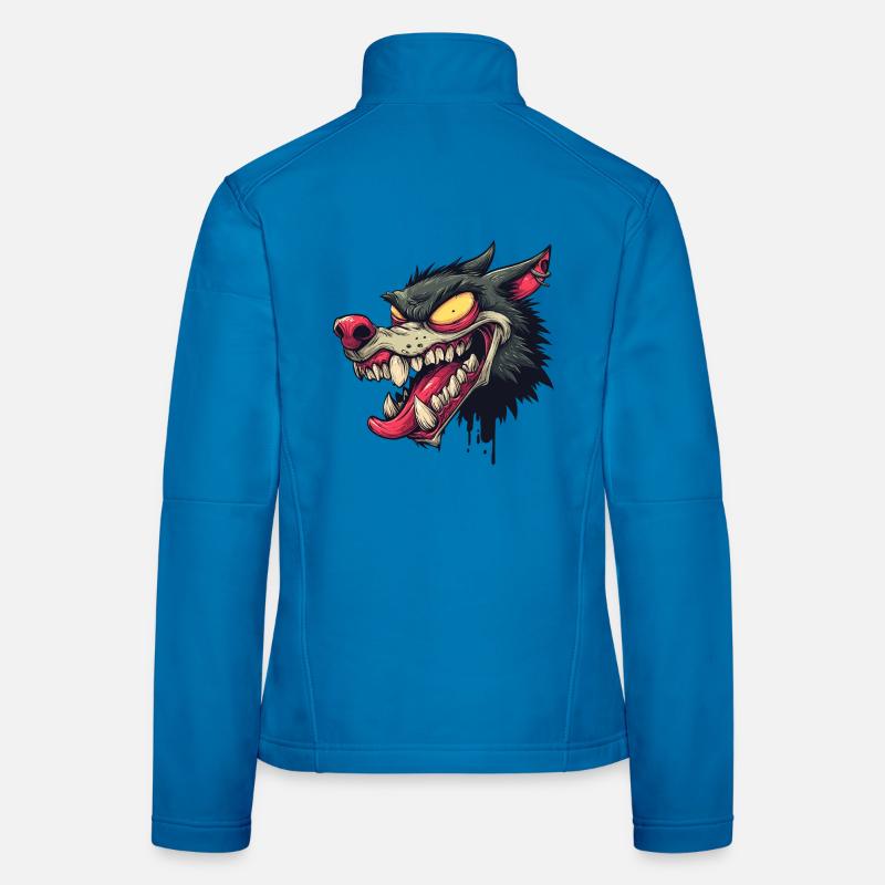 Wildes Graffiti Wolfskopf Frauen Softshelljacke