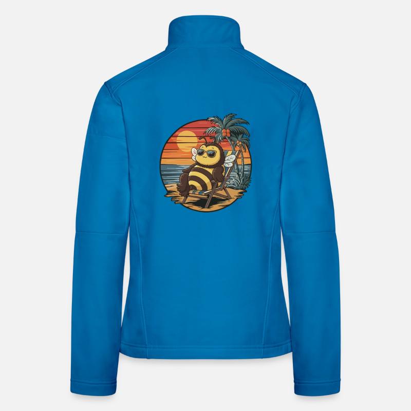 Funny Bee on Beach Summer Vacation Sunset Women's Softshell Jacket