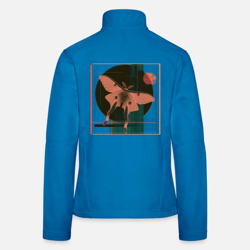 Luna Moth – Geometric Retro Moth Design Women's Softshell Jacket