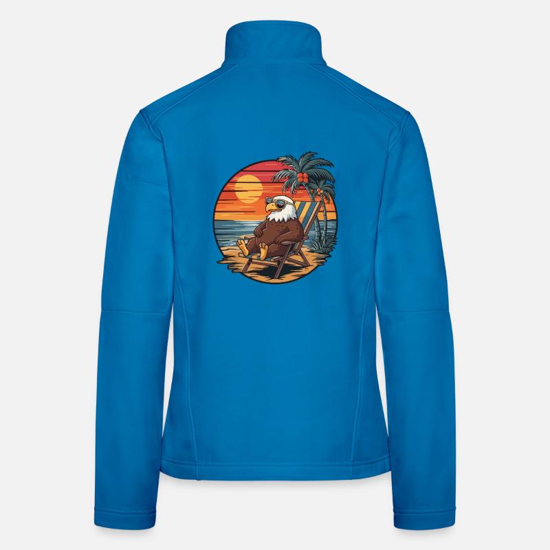 Funny Eagle on Beach Summer Vacation Sunset Women's Softshell Jacket