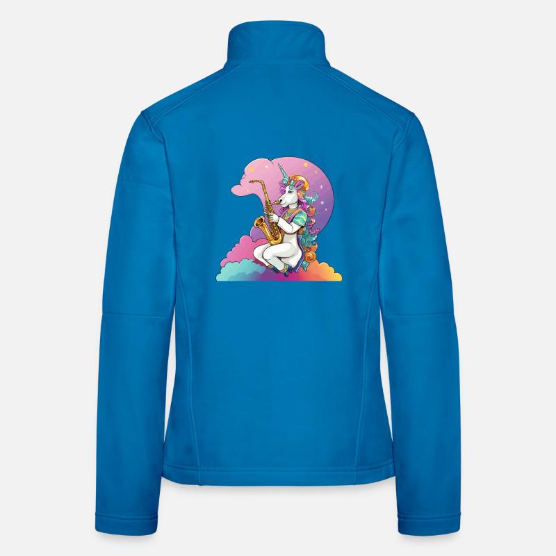 Saxophone Unicorn dans l’Arc-en-ciel Veste en tissu softshell Femme