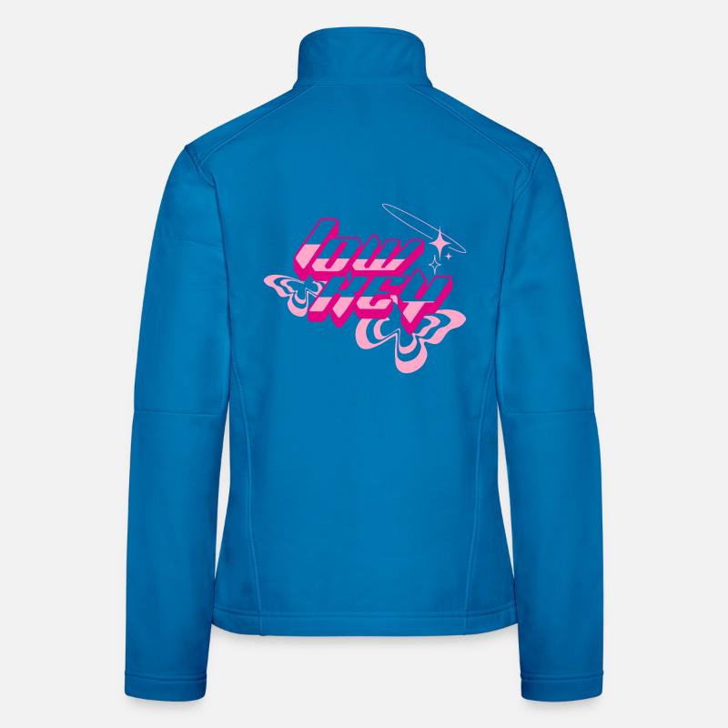 Glam Neon 80er Text Frauen Softshelljacke