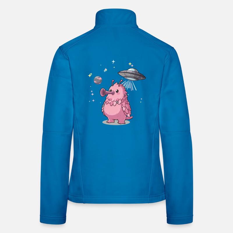 Mignon extraterrestre rose avec un OVNI dans l’espace Veste en tissu softshell Femme