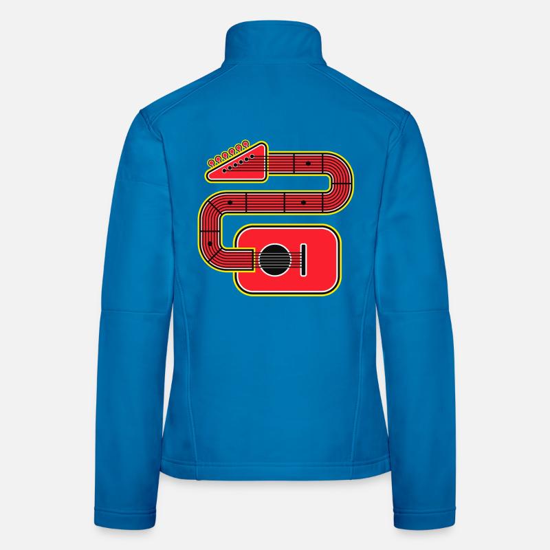 Red Abstract Shape Guitar Women's Softshell Jacket