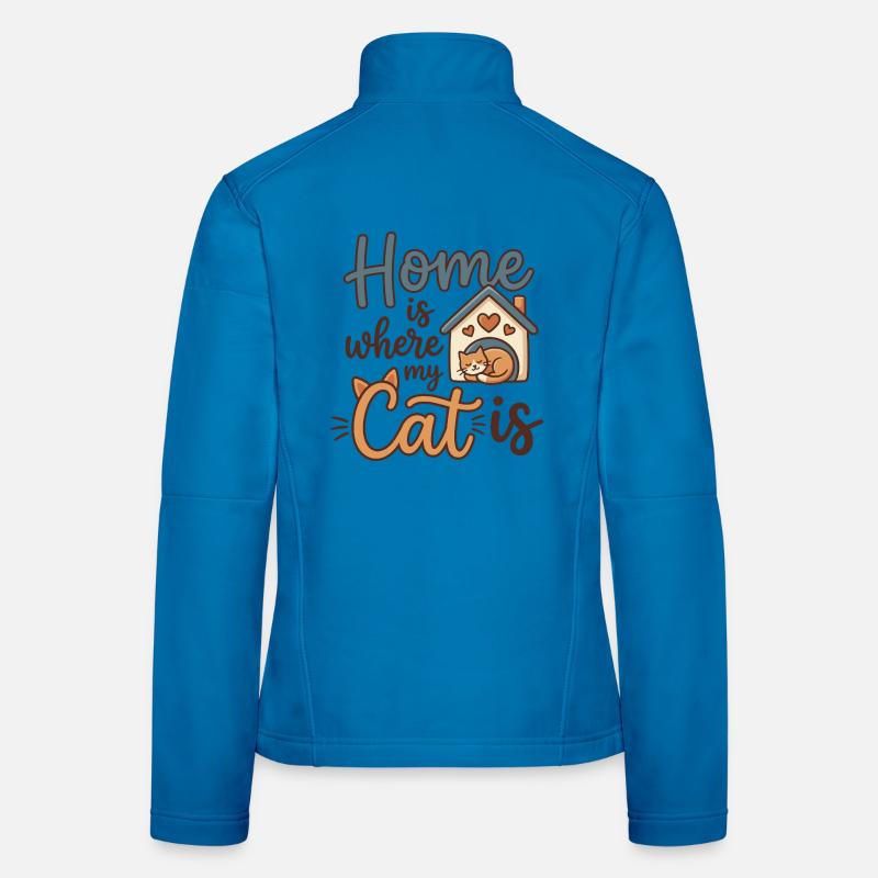 Chez moi, c’est là où est mon chat – motif de chat mignon Veste en tissu softshell Femme