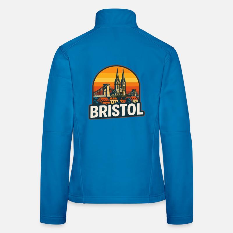 Conception du pont suspendu rétro Bristol Sunset Veste en tissu softshell Femme