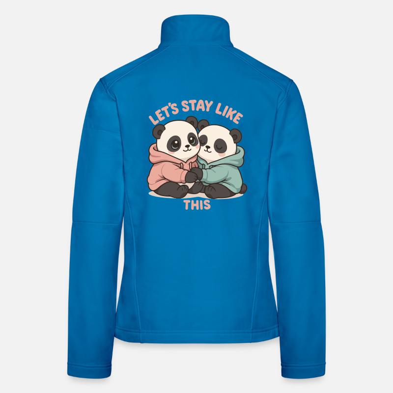 Mignons pandas en sweat à capuche : Kawaii Pastel Design Veste en tissu softshell Femme