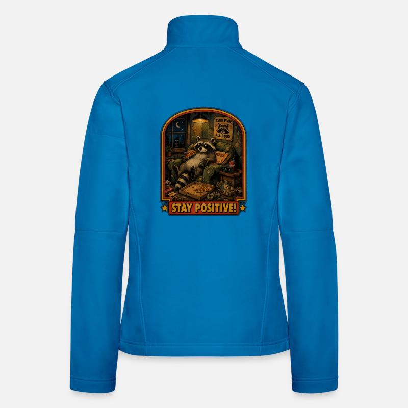 Raccoon Pizza Night Stay Positive - Women's Softshell Jacket - light blue