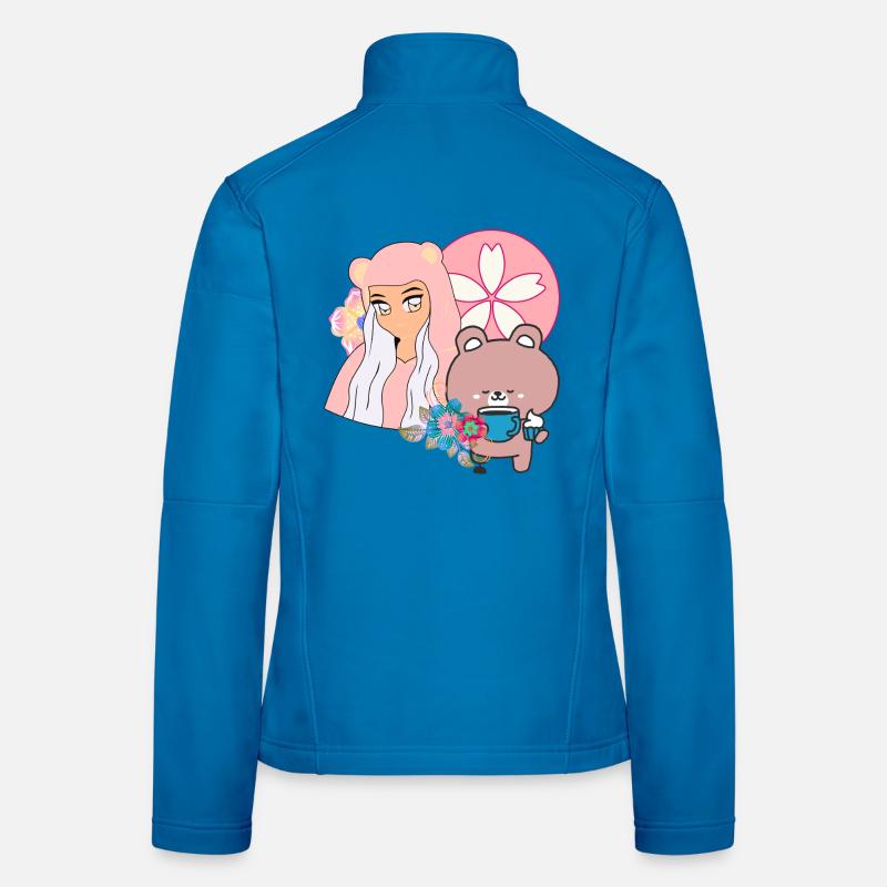 Kawaii Bear & Inclusive Tea Time - Women's Softshell Jacket - light blue