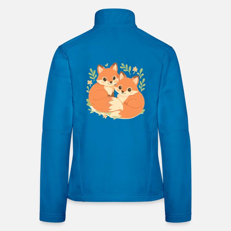 Deux adorables renards blottis dans la forêt Veste en tissu softshell Femme