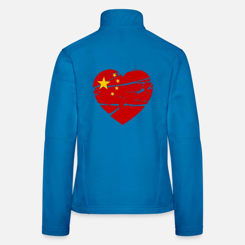 China Flag Herz Frauen Softshelljacke