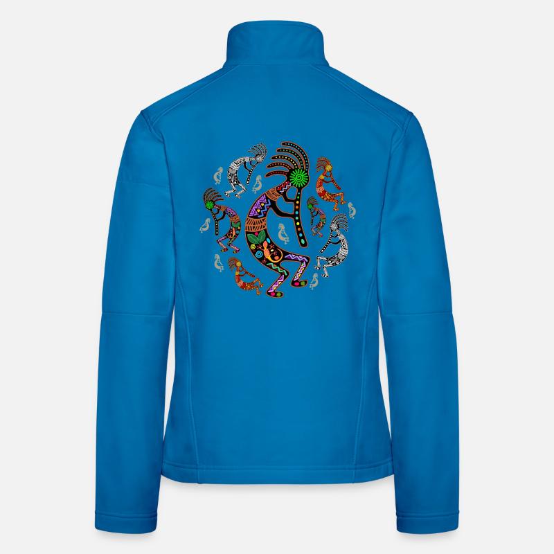 Couleurs arc-en-ciel Kokopelli Veste en tissu softshell Femme