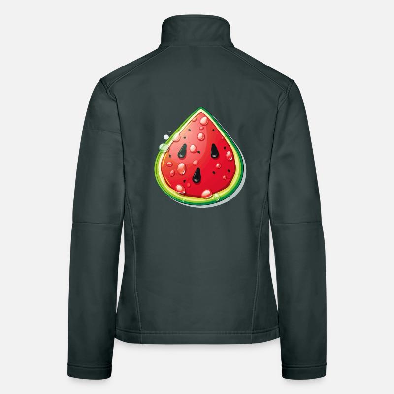 Dessin animé de la tranche de pastèque Veste en tissu softshell Femme