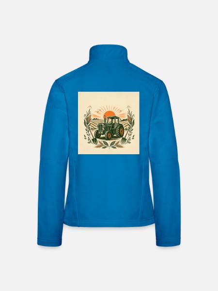 Traktor über Sonnenuntergang - Frauen Softshelljacke - Lichtblau