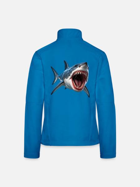 Wilder Hai mit offener Maulöffnung - Frauen Softshelljacke - Lichtblau - Hinten
