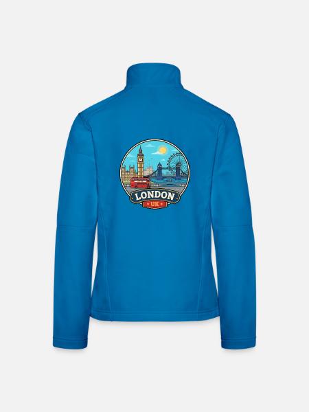 London UK Reiseabzeichen Big Ben Tower Bridge - Frauen Softshelljacke - Lichtblau - Hinten