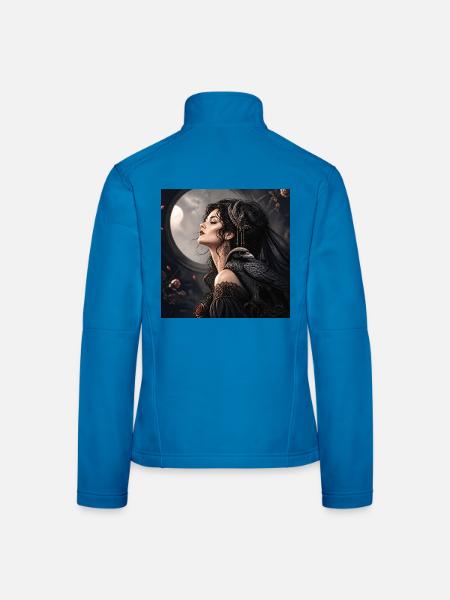 Frau mit einem Raben - Frauen Softshelljacke - Lichtblau - Hinten