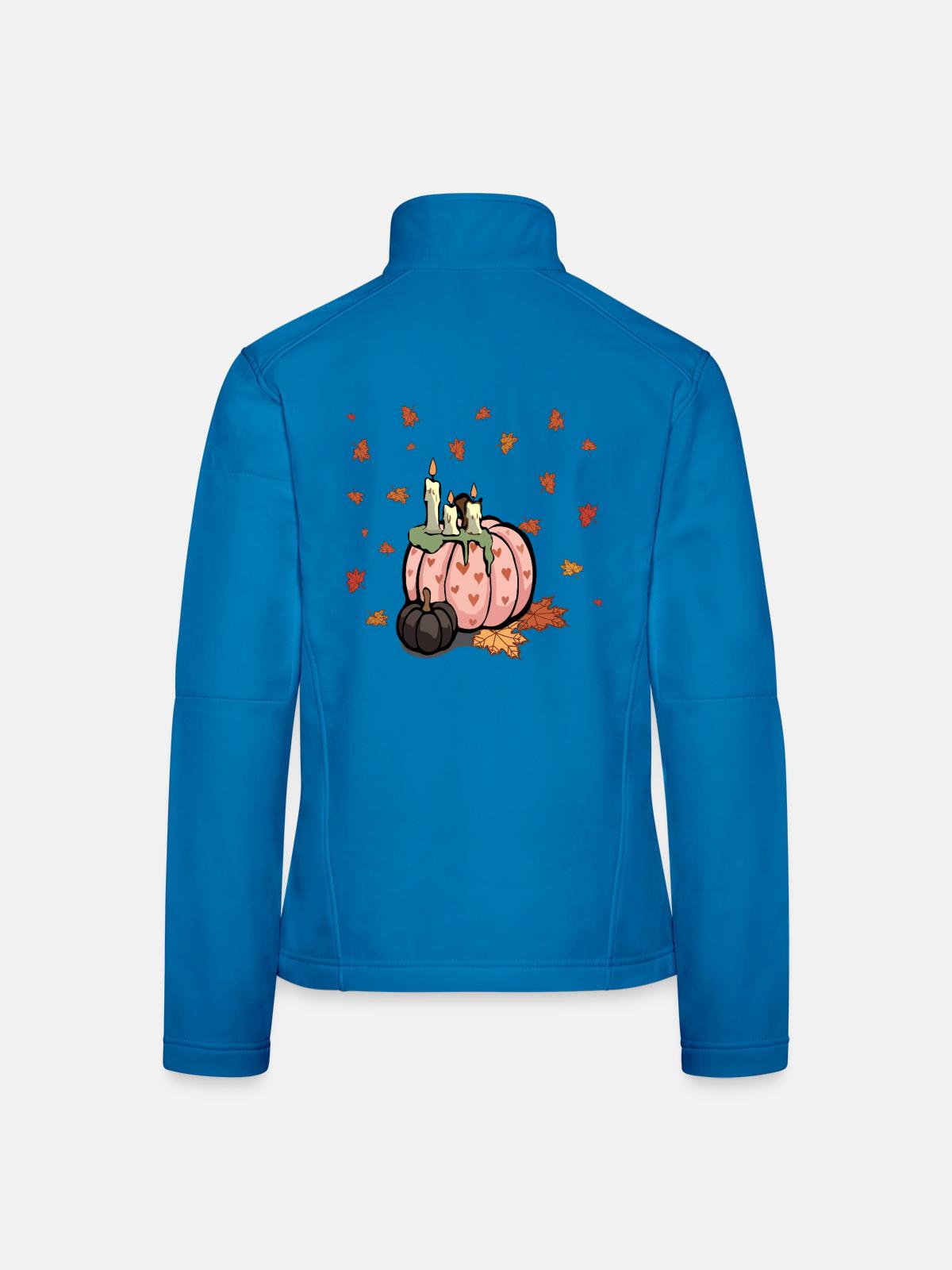 Rosa Kürbis mit Herbstkerzen - Frauen Softshelljacke - Lichtblau - Hinten