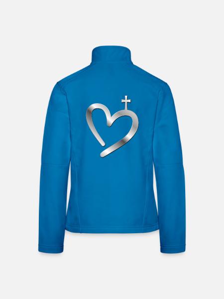 Christliches Kreuz Herz - Frauen Softshelljacke - Lichtblau - Hinten