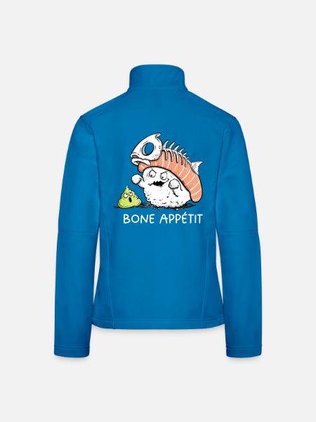 Sushi Bone Appetit – Lustiger Sushi Cartoon Humor - Frauen Softshelljacke - Lichtblau - Hinten