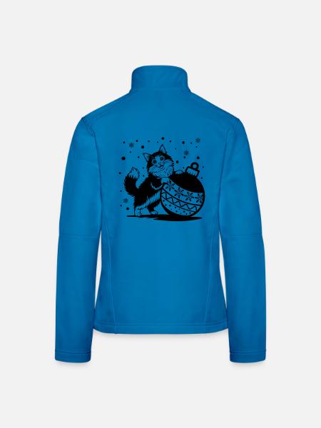 Süße flauschige Katze mit Weihnachtskugel - Frauen Softshelljacke - Lichtblau - Hinten