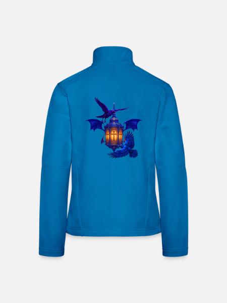 Blaues Lanternenlicht mit Raben - Frauen Softshelljacke - Lichtblau - Hinten