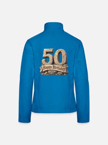 50er Geburtstag Steinbanner - Frauen Softshelljacke - Lichtblau - Hinten