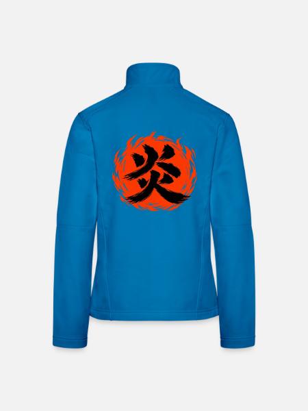 KANJI-RESONANZ | Flamme — Brennendes Riff - Frauen Softshelljacke - Lichtblau - Hinten