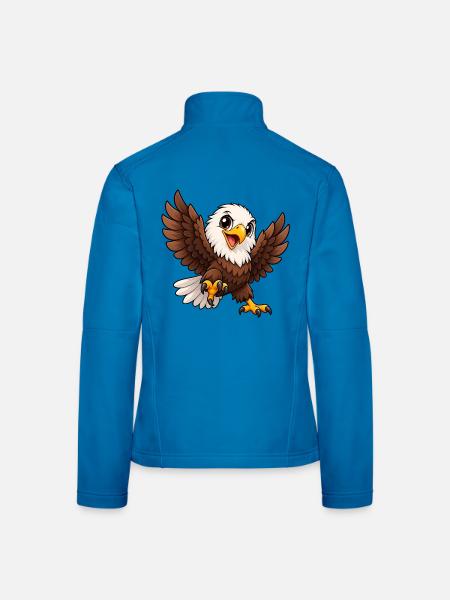 Weißkopfseeadler Kawaii Style – Süßer Adler - Frauen Softshelljacke - Lichtblau - Hinten