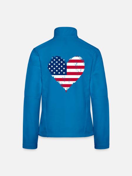 USA Herzflagge Grunge - Frauen Softshelljacke - Lichtblau - Hinten