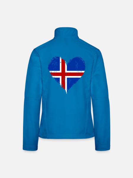Island Herzflagge Grunge - Frauen Softshelljacke - Lichtblau - Hinten