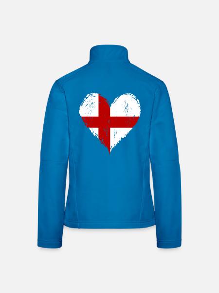 England Herzflagge Grunge - Frauen Softshelljacke - Lichtblau - Hinten