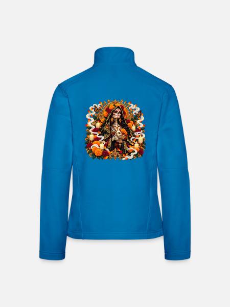 Santa Muerte im Blütenlicht - Frauen Softshelljacke - Lichtblau - Hinten