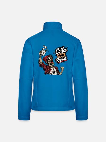 Kaffeeliebhaber Zombie Kaffee Spruch Design - Frauen Softshelljacke - Lichtblau - Hinten