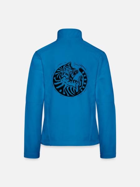 Schlafende getigerte Katze – Vintage-Gravur-Illustration - Frauen Softshelljacke - Lichtblau - Hinten