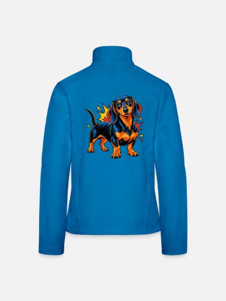 Dackel – Comic Pop Art - Frauen Softshelljacke - Lichtblau - Hinten