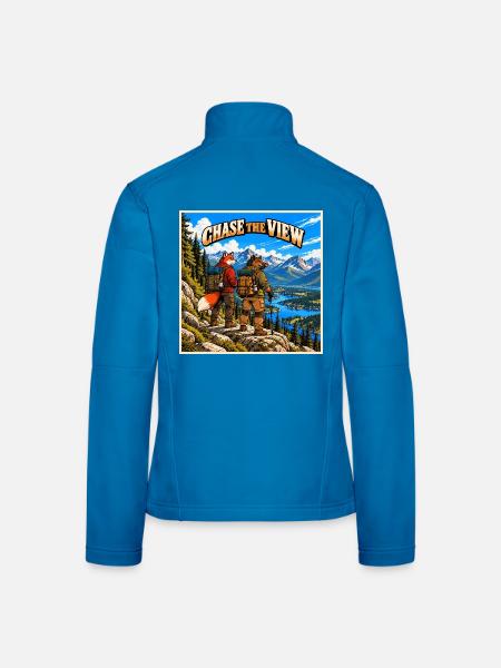 Fuchs und Wildschwein auf einer Wanderung – Wildes Abenteuer - Frauen Softshelljacke - Lichtblau - Hinten