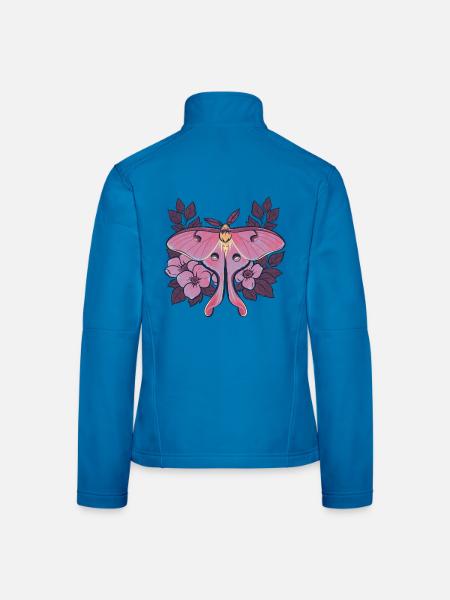 Pink Moon Moth im Blumenrahmen - Frauen Softshelljacke - Lichtblau