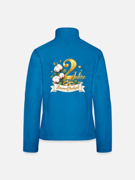 2.Hochzeitstag , 2 Jahre , Baumwollhochzeit  - Frauen Softshelljacke - Lichtblau - Hinten