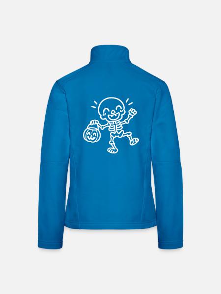 Tanzendes Halloween Skelett – White Line Art - Frauen Softshelljacke - Lichtblau - Hinten