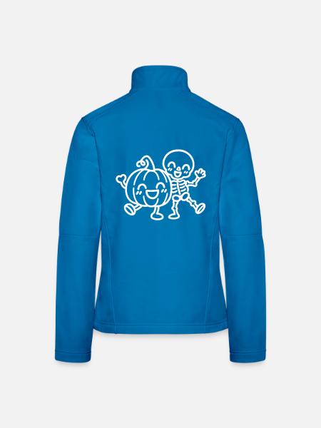 Halloween Freundschaft – Skelett und Kürbis - Frauen Softshelljacke - Lichtblau - Hinten