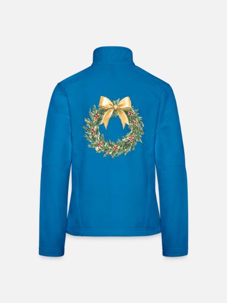 Eleganter goldener Weihnachtskranz mit Schleife - Frauen Softshelljacke - Lichtblau - Hinten