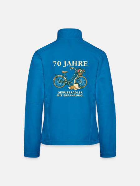 70 Jahre Genussradler Fahrraddesign - Frauen Softshelljacke - Lichtblau - Hinten